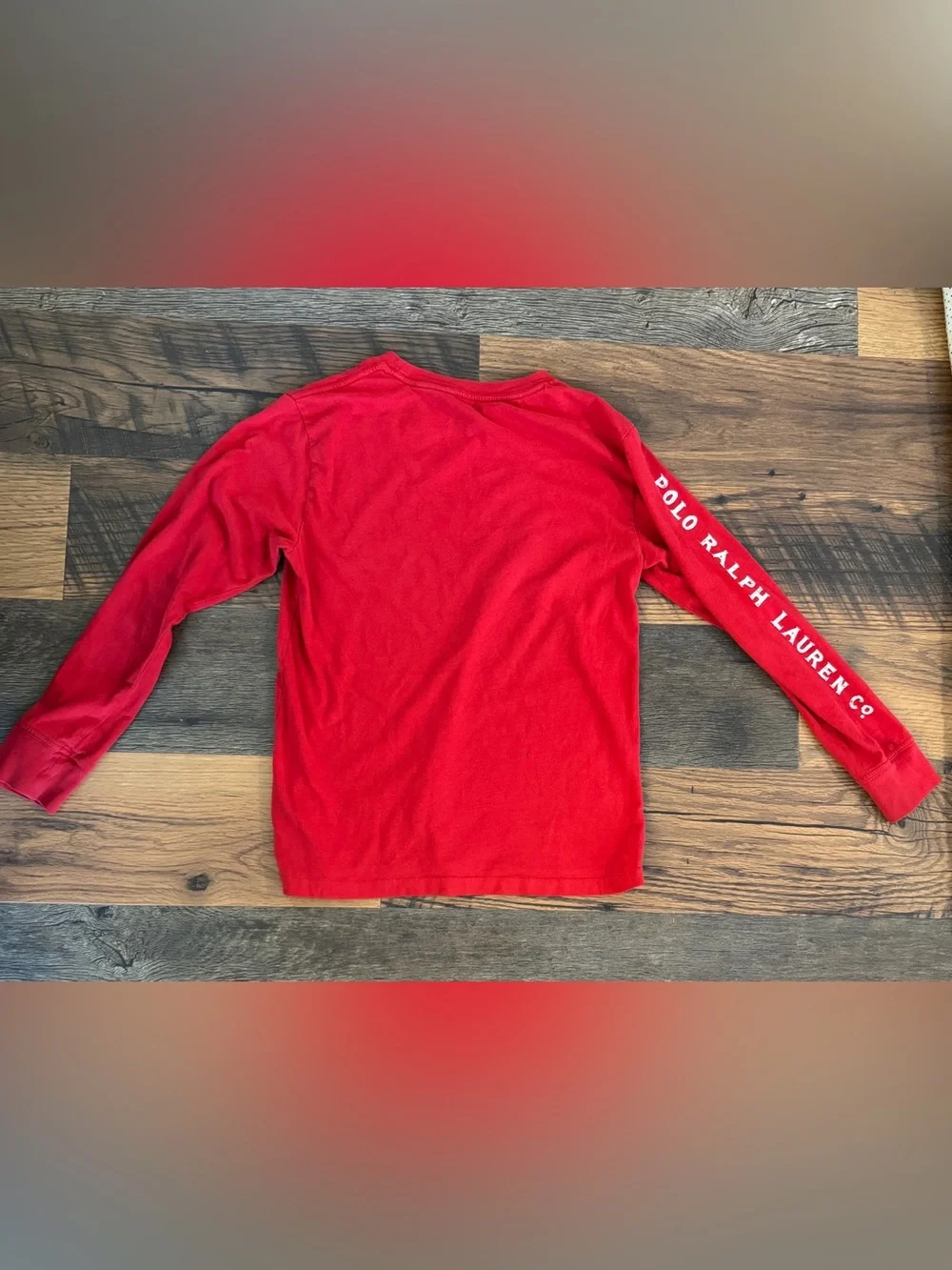 Ralph Lauren Red Long-Sleeve Tee with White Polo Player Graphic